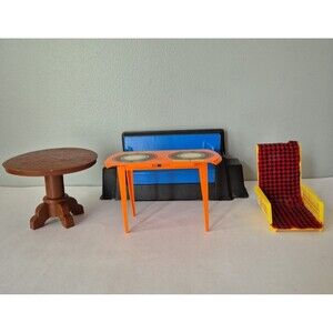 Mattel Barbie Vintage 4 Piece Variety Retro Furniture Set Couch Chair Tables